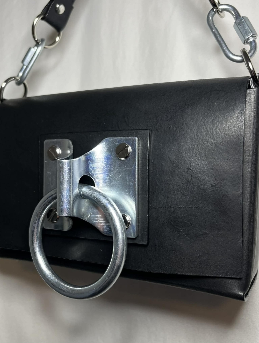 Black Leather Gothic Industrial Handbag Purse - Picture 4 of 8